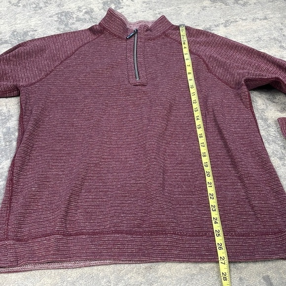Tommy Bahama On The Double Half Zip Sweatshirt Marled Maroon Cabernet Knit - Picture 7 of 10